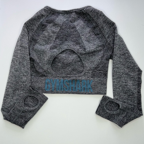 Gymshark S Logo Flex Seamless Long Sleeve Top Open Back Crop Top Workout - Picture 1 of 5